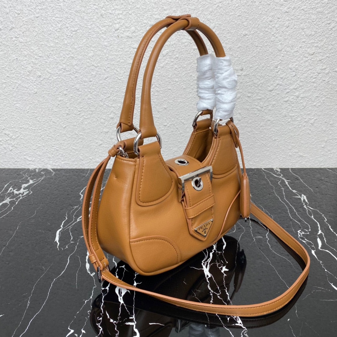 Prada Moon Padded Nappa Leather Hobo Bag Caramel 1BA381